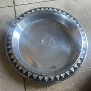 Contemporary Towle Mother of Pearl & Black Inlay Silverplate large‎ Tray 13"